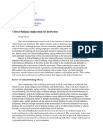 Critical Thinking: Implications For Instruction: Craig Gibson