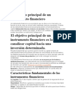 El Objetivo Principal de Un Instrumento Financiero