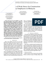 Determinants of Work Stress For Construction Industry Employees in Malaysia