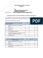 Readiness Checklist For Learners, Teachers and Parents: Learning Delivery Modality Course 1