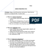 Name: Date: Animal Adaptations Test: Multiple Choice: Read All Questions and Answers. Select The Best