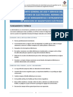 Reglamento General de Uso y Servicio Del Laboratorio de Electricidad, Norma de Seguridad, Uso de Herramientas e Instrumentos de Medición de Magnitudes Eléctricas