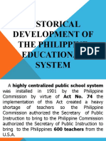 Historical Development of The Philippine Educational System