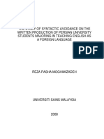 The Study of Syntactic Avoidance On The Written Production of Persian University Students Majoring in Teaching English As A Foreign Language PDF