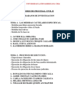 Trabajos de Investigacion. Derecho Procesal Civil Ii - Cima.