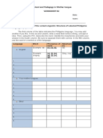 Content and Pedagogy in Mother Tongue Worksheet