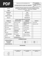 FOR-OBR-C-001 Autorización de Vaciado de Concreto