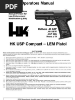 H&K USP Compact-LEM Semi-Automatic Pistol Manual