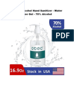 Instant Alcohol Hand Sanitizer - Water Free Gel - 70% Alcohol