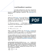 Lagrange's and Hamilton's Equations: Dynamic