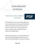 Mansabdari System: Discuss The Evolution of Mansabdari System Under Akbar