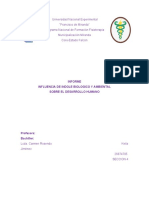 Imfluencia de Indole Biologico y Anbiental Sobre El Desarrollo Humano