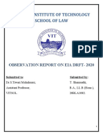 Vellore Institute of Technology School of Law: Observation Report On Eia Drft-2020