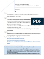 Vocabulary Activity Planning Sheet