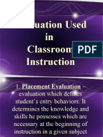 Evaluation Used in Classroom Instruction