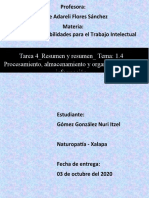 Tarea 4 - Resumen y Resumen - Tema 1.4 Procesamiento, Almacenamiento y Organización de La Información - Nuri Gómez - 03 de Octubre Del 2020