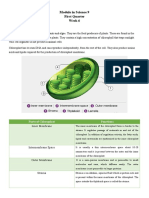 Module in Science 9 First Quarter Week 6 Parts of A Chloroplast