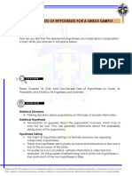 Module 8: Tests of Hypotheses For A Single Sample: Statistical Decisions Statistical Hypothesis