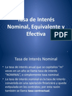 Tasa de Interés Nominal Equivalente y Efectiva