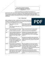 Lesson Plan & Implementation: Level 3 Video Reflection and Analysis