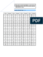 Answer Keys of The Written Test For Recruitment To The Post of Scientist/Engineer 'SC' (Refrigeration & Airconditioning) (Be006) HELD ON 29.11.2015