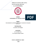 Procedimientos, Pruebas Especiales y Equipos en Unidades Críticas.