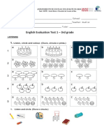 English Evaluation Test 1 - 3rd Grade: Agrupamento de Escolas Do Levante Da Maia