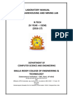 Laboratory Manual Data Warehousing and Mining Lab: Department of Computer Science and Engineering