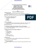 Department of Ece Subject Code: Ec1203 Digital Electronics (For Third Semester Ece) Two Mark Questions-Answers