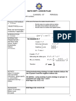 Math Dept. Lesson Plan: (5 - 10 Minutes) 2minutes)