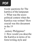 Guide Questions For The Kartilya of The Katipunan