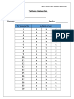 Tabla de Respuestas