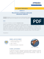 Resolvemos Problemas Aplicando Relaciones Métricas: 4. Grado: Matemática