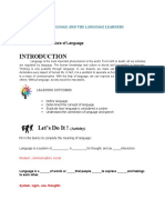 Lesson 1:: Unit I. The Nature of Language and The Language Learners