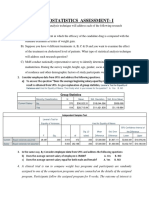 Biostatistics Assessment-I: 1. What Type of Statistical Analysis Technique Will Address Each of The Following Research