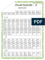 Long Vowel Sounds - A: Word List