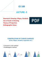 Lecture - 3: Geometric Drawing: Ellipse, Parabola Use of Scale in Drawing Theory of Projection Orthographic Views