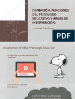 Definición, Funciones Del Psicólogo Educativo y Áreas de Intervención