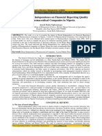 Impact of Board Independence On Financial Reporting Quality of Pharmaceutical Companies in Nigeria