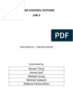 Linear Control Systems Lab 5: Aiman Tariq Amna Asif Mahak Urooj Minhah Saleem Rabeea Fatma Khan