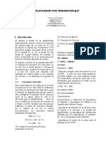 Amplificador Con Transistor Bjt: β: Factor de amplificación de corriente en