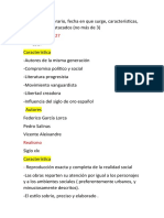 Movimiento Literario LENGUA ESPAÑOLA