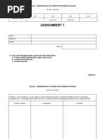 Assignment 1: Csc415: Fundamental of Computer Problem Solving