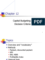 Capital Budgeting: Decision Criteria