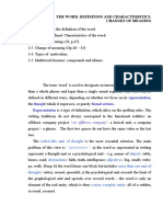 Lecture 3. The Word. Definition and Characteristics. Changes of Meaning