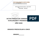 Acta Final de Promoción y Evaluación Santa Isabel Año 2020