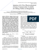 Comparative Evaluation of in Vitro Physicochemical Parameters of Some Commercially Available Metformin HCL 500mg Tablets in Bangladesh