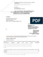 Legal Notice of Removal: From Municipal Court To Federal Court Pursuant To Title 28 Proper Article Iii Jurisdiction