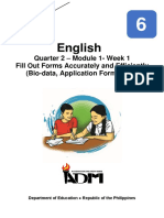 English: Quarter 2 - Module 1-Week 1 Fill Out Forms Accurately and Efficiently (Bio-Data, Application Forms, Etc.)