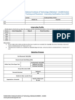 Motilal Nehru National Institute of Technology Allahabad - 211004 (India) Department of Training and Placement - Internship Notification Form (INF)